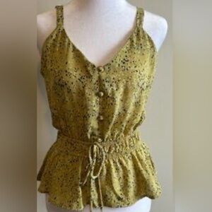 Sienna Sky Mustard top with Black and Purple Speckles size S